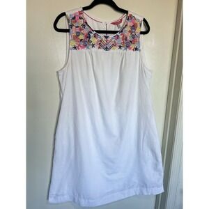 Joules Woman's Midi Dress Bohemian Peasant Embroidered Beachy Shabby Chic Sz 12